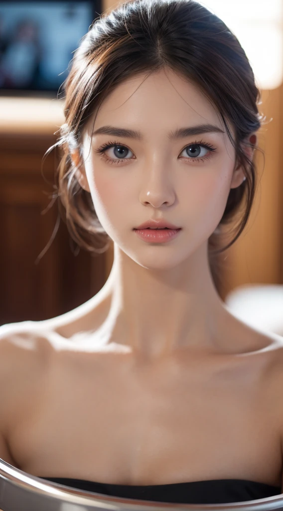 ((8K, top-quality, ​masterpiece, 超A high resolution, Photorealsitic:1.5)), 1girl in, age19, Perfect dynamic composition, Highly detailed eye and face texture:1.3, Fair skin, (Beautiful blue eyes, Erotic eyes:1,4), (Face feeling ecstasy:1.4, Sexy face:1.4), A mouthfeel that feels beautiful eros:1.2, Facial expression when you feel that you are being caressed violently:1.3, Facial expressions when receiving pleasure:1.2, Expression drowning in pleasure:1.2, (foco nítido, Cinematic lighting), Show face only, (((Too erotic)))