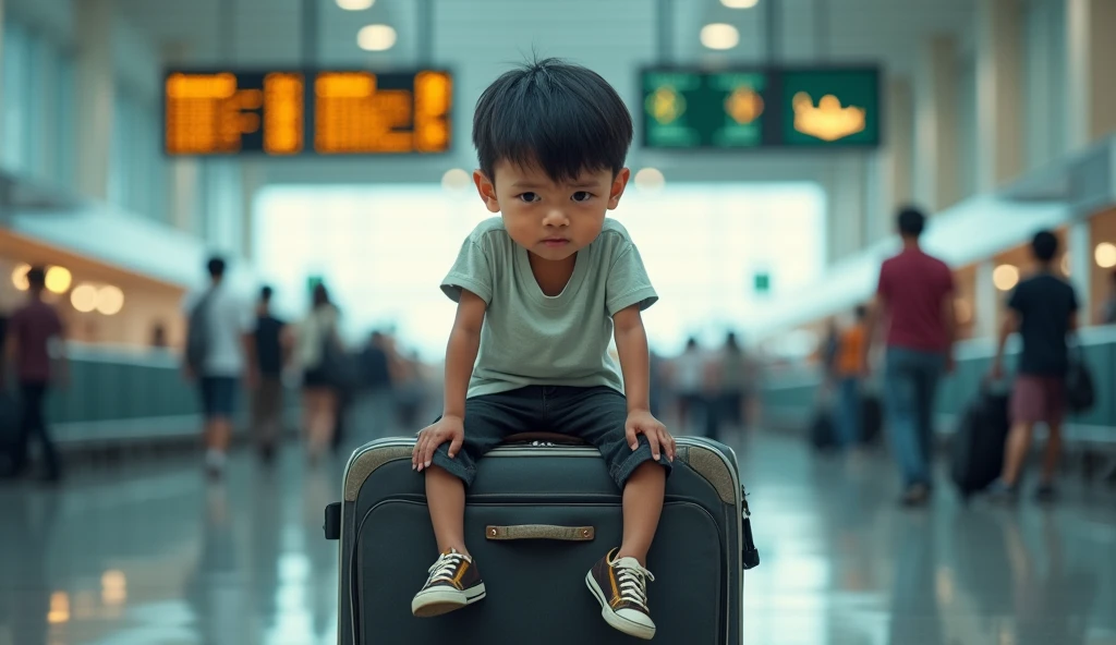 Nepalese boy inside a plane 