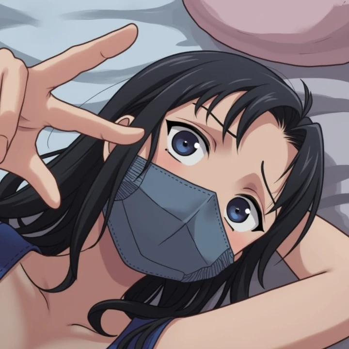 1 girl, detailed blue eyes, lange wimpern, detailed beautiful face, (Long black hair:1.4), improvisierter Knebel, (Klebebandknebel:1.6), GEKNEBELT, Klebeband, festgebunden, (arms behind back:1.6), gefesselte Arme, blushing, Tape gag, (Big boobs:1.1), (wet skin:1.3), black bikini, (laying in a bed:1.5), nah Aufnahmen, high quality