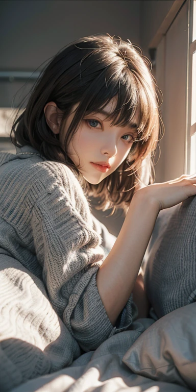 ((Best Quality, 8K, Masterpiece: 1.3)), best quality, ultra high res, (photorealistic:1.4),1girl, IU, Lee Ji-eun, iu art, arms behind back, colorful, clear sharp focus, soft lights, Intricate details, perfect face, a close up of a woman with long hair wearing a sweater, bae suzy, by Torii Kiyomoto, korean girl, heonhwa choe, cute korean actress, lee ji-eun, lee ji - eun, beautiful south korean woman, by Tadashi Nakayama, beautiful young korean woman, japanese model, magazine photo, hwang se - on