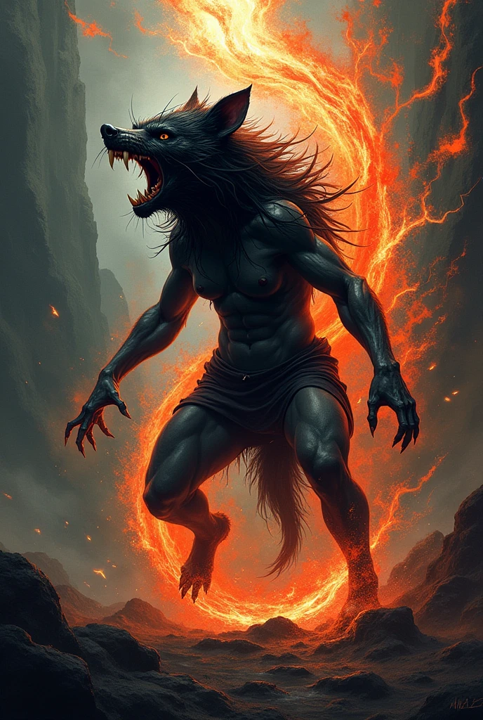 Devil Ifrit (fire) playing volleyball