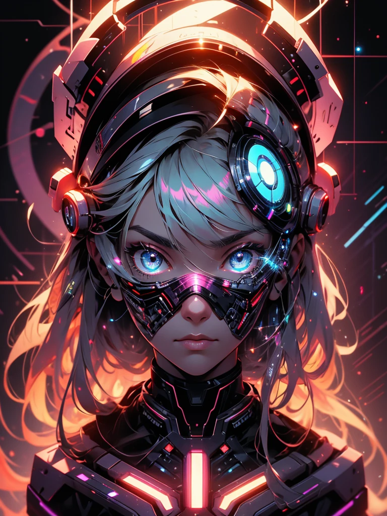 bioluminic [sh4g0d:0.6], helix portal, portrait, [fluorescent hair:0.7], galactic cybernetic mask