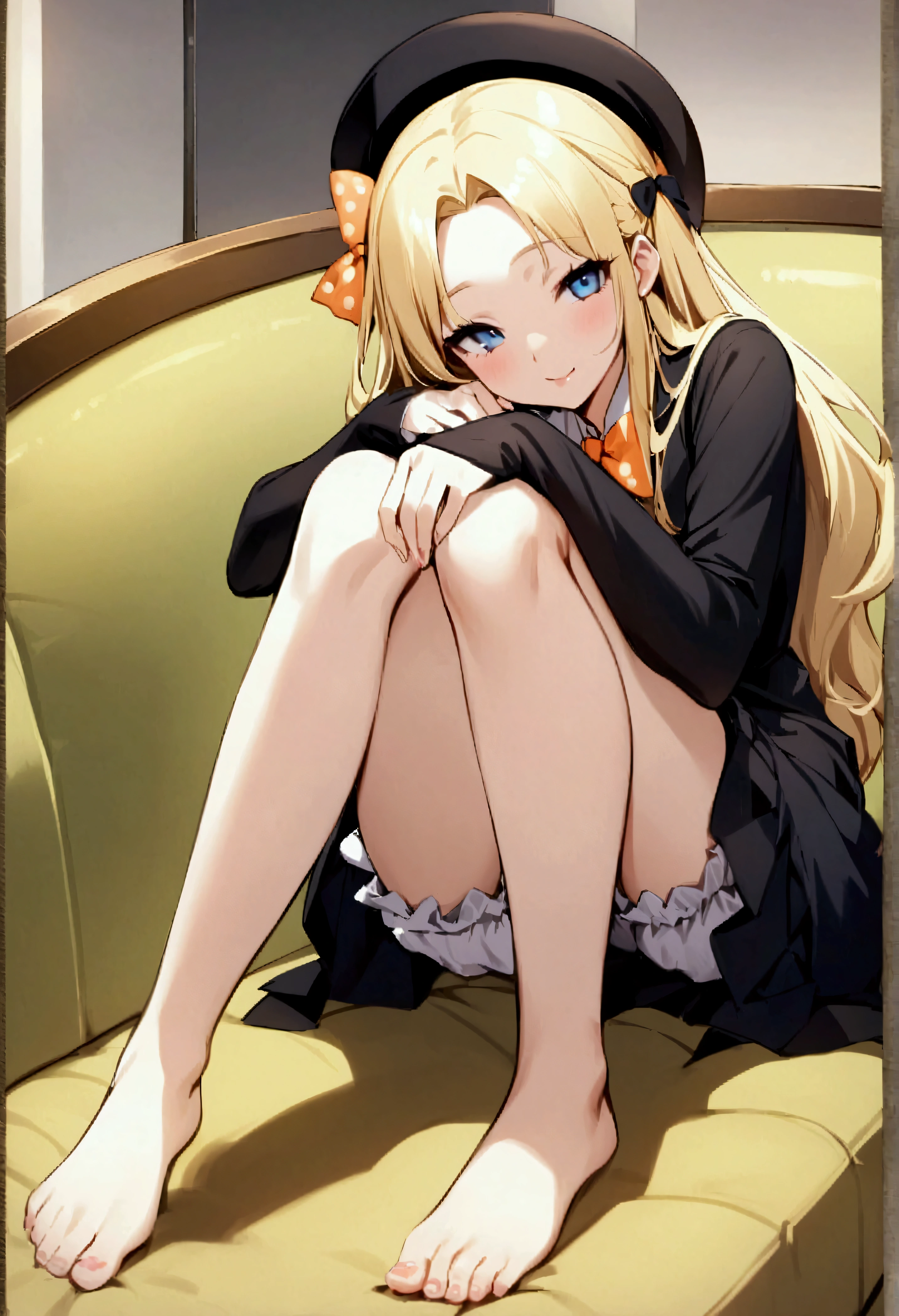Melissa Rauch, long very puffy very curly blonde hair, head bow, very tiny miniskirt, FULL DETAILED GRAY PANTYHOSE , high heels, sun shiny day