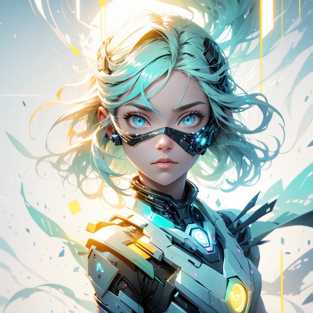 bioluminic [sh4g0d:0.6], helix portal, portrait, [fluorescent hair:0.7], galactic cybernetic mask