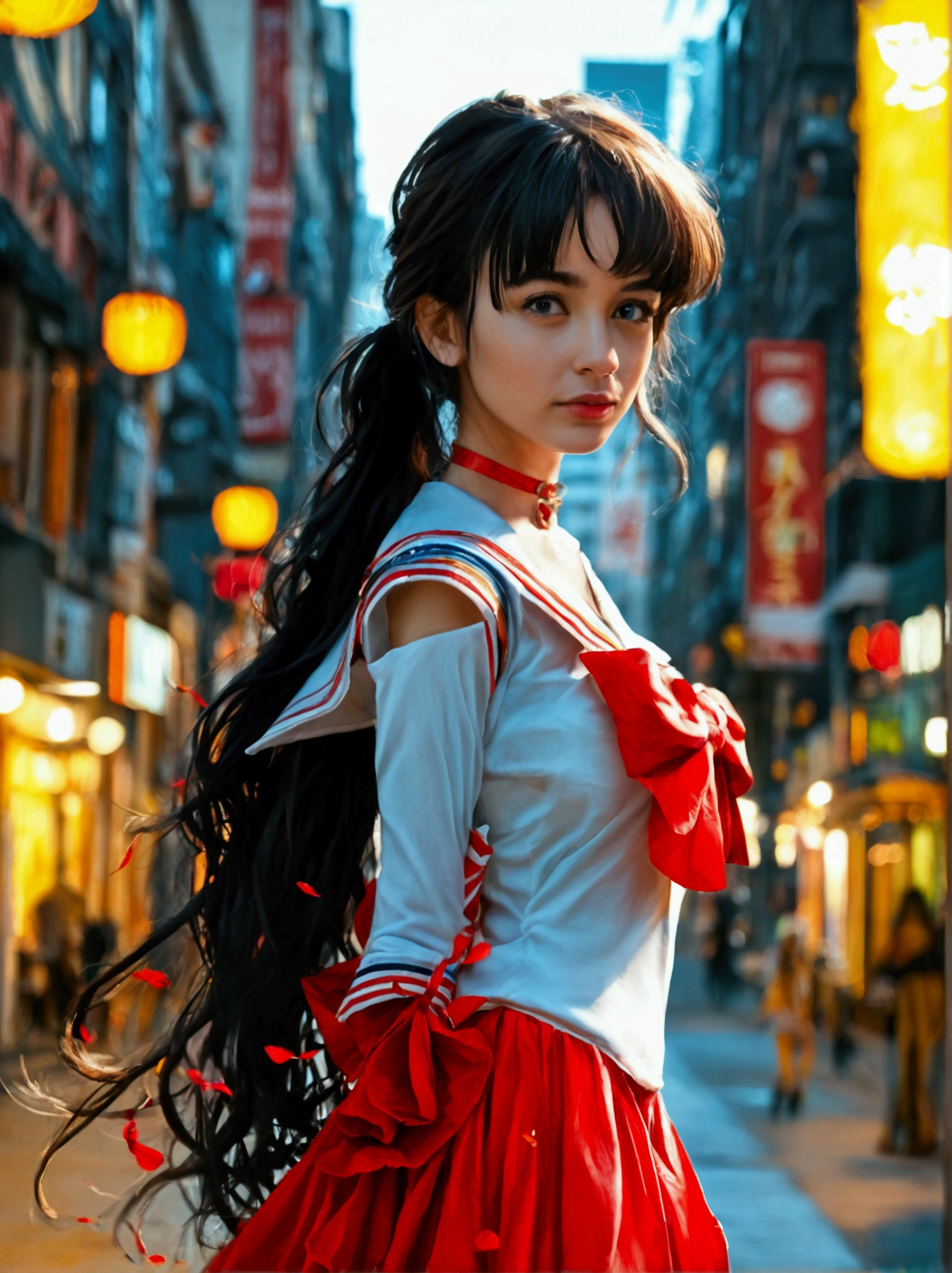 score_9, score_8_up, score_7_up, 1girl SAILOR DRESS, thighhigh, walking on the street, beautiful detailed eyes, beautiful detailed lips, extremely detailed face, longeyelashes, colorful, vibrant, cinematic lighting, (best quality,4k,8k,highres,masterpiece:1.2),ultra-detailed,(realistic,photorealistic,photo-realistic:1.37),cinematic color grading,70mm film, golden hour, cinematic mood, photographic, 1girl, outdoor, city street, urban environment, warm tones, soft lighting