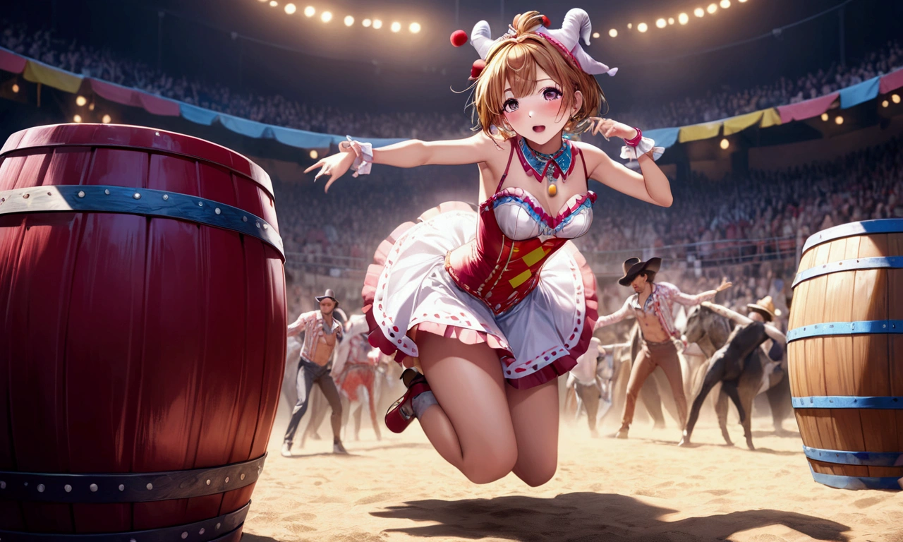 {{{masutepiece}}}, {{{Best Quality}}}, {{Ultra-detailed}}, {Illustration}, {{extremely delicate and beautiful}}, (Best Quality, in 8K, 32K, masutepiece, nffsw:1.2),Photo of cute Japan idol girl, childish、、of the highest quality, Best Quality, Realistic, Unity, 8K Wallpapers, Official art, highly detailed wallpaper,(1girl in:1.5),(idol costume:1.2), (Sweaty skin:1.3),8age,child,(Big smile:1.3),(Be in the spotlight:1.1),(Stand Microphone:1.5),(sing:1.5),(Very short bob hair:1.3), (Red hair:1.3),earrings,Looking at Viewer,(High detailed skin),Realistic body、long skirt,(Small breasts:1.4),Cute Girl, famous Japan idol,(),(low view),(Lifted skirt:1.1),(Show off panties:1.2),(Open panties:1.2),(White lace panties:1.3),(Sheer panties:1.4),(Looking at Viewer:1.1),(Idol stage :1.5)、Ultra-detailed panties,Ultra-realistic panties、Realistic Man Muscles、Panties that bite into、life-likeオマンコ,dark pink papillae,Sheer Bra、 Showing