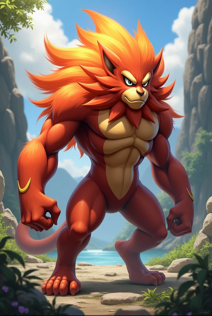Feral Red XIII with a big knot. Sheath, cock, black knot, balls, animal genitalia, realistic, hyperrealistic, anatomically correct, dominant look, night, Final Fantasy VII, Dark Violet