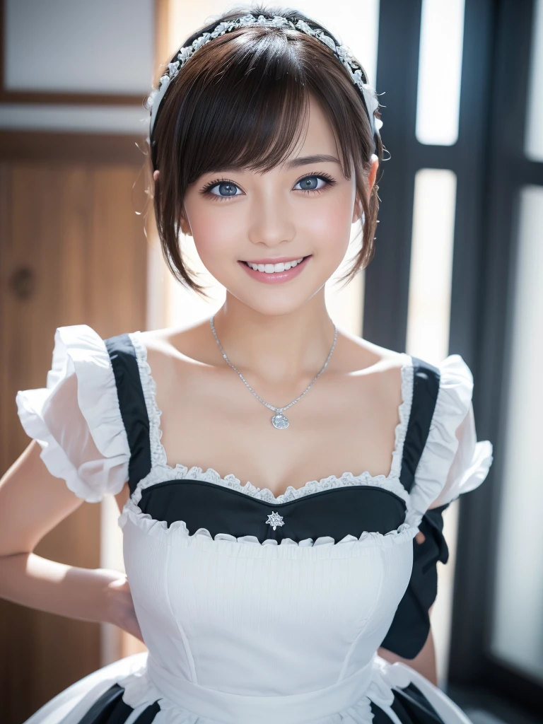 arafed asian woman in a maid outfit posing for a picture, japanese maid cafe, gorgeous maid, maid clothes, wearing a maid outfit, anime girls in maid costumes, cosplay of a catboy! maid! Dress, maid, maid dress, shikamimi, narumi kakinouchi, , sakimichan、(Photorealsitic:1.4)、(masuter piece:1.3)、 (intricate-detail:1.2), (crisp photos)、Raw photo, (top-quality, masterpiece:1.2),(intricate detailes:1.4),(octane renderings, Complex 3D rendering ultra detail, Studio Soft Light, Rim Lights, vibrant detail, Super Detail, realistic skin textures, Detail Face, Beautiful detail eyes, Very detailed CG Unity 16k wallpaper, make - up, (detailedbackground:1.2), shinny skin、