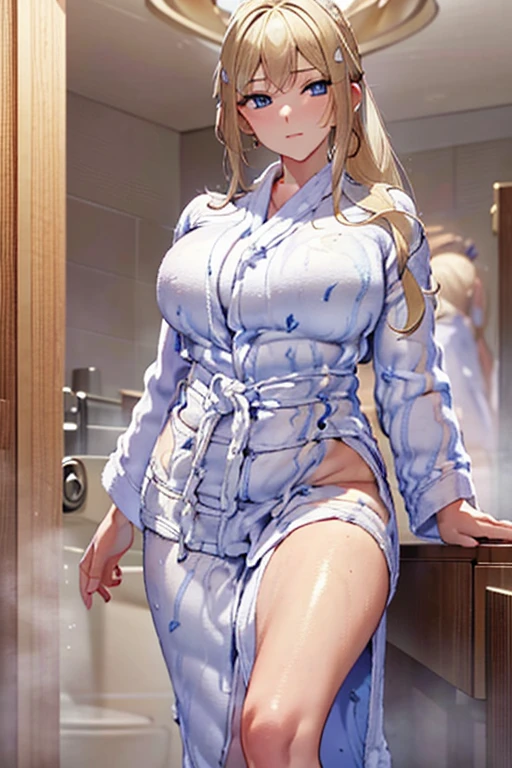 masterpiece,Best Quality,Super high-definition description,Full HD,16k,Super Resolution,Accurate human anatomy,Correct human anatomy,Obscene,A facial expression inviting a man to have sex,((Large communal bath_Fantastic)),Standing_Sexy Movement:2.0,One Woman,Looking into the camera,((Golden Hair,Long Hair_ponytail_Blue ribbon,Blue Eyes)) (Sweating profusely:1.8,Open your eyes,Tall,Sexy and voluptuous figure_Way beyond my age:1.5,Being thin:1.6,Long legs) (((Abnormally large breasts))) (((Bathrobes_Fully closed:1.7))) 1,German,Colours of the 90s,Cowboy Shot,Dynamic Angle,Focus on the upper body,Obsceneなシーン.