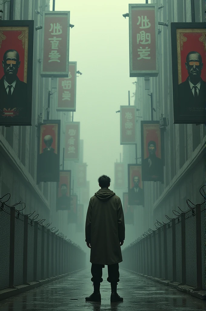 Listless young people on the streets of China's metropolis，emaciated，Walk the streets listlessly，Clothes are shabby，Many pedestrians on the street were watching him。。，high detal，high high quality