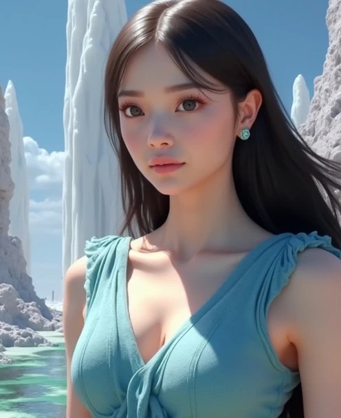 Translucent ethereal alien warrior，ModelShoot style, (Extremely detailed CG unified 8K wallpapers), The beauty of abstract stylization,，surrealism, 8K, Super detail, Best quality, Award-Awarded, Anatomically correct, 16k, Super detail,big tits,all blue