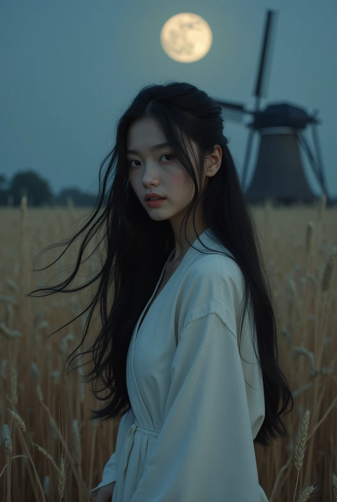 (RAW photo) , (detailed eyes:1.10) , (insane details), japanese , cute, 20 years old, long
windswept hair , red lips , ((((billowing silver satin cape tied at the neck:1.20)))+++,
((naked:1.20))++ , windy hillside, night , photo, realistic, best quality, hires, detailed face,
detailed background, Full body shot , depth of field,