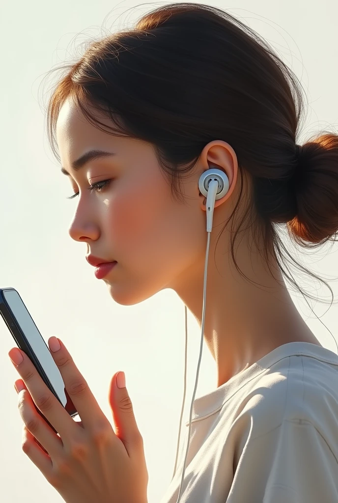 (best quality:1.4), (ultra highres:1.2), (photorealistic:1.4), (8k, RAW photo:1.2),(portrait shot:1.3), airpods,earphones, 1girl, solo, long hair, upper body, from side, earbuds, bedroom, nude, completely nude, <lora:airpods-000001:0.5>