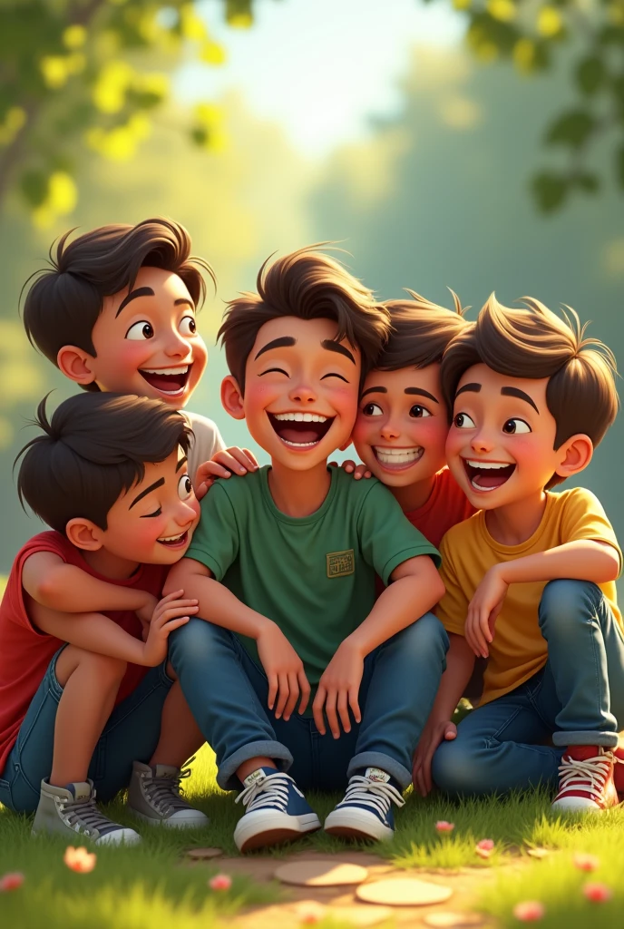 Friendship: A heartwarming scene of the boys laughing and sharing their interests, symbolizing the bond they form despite their differences.
