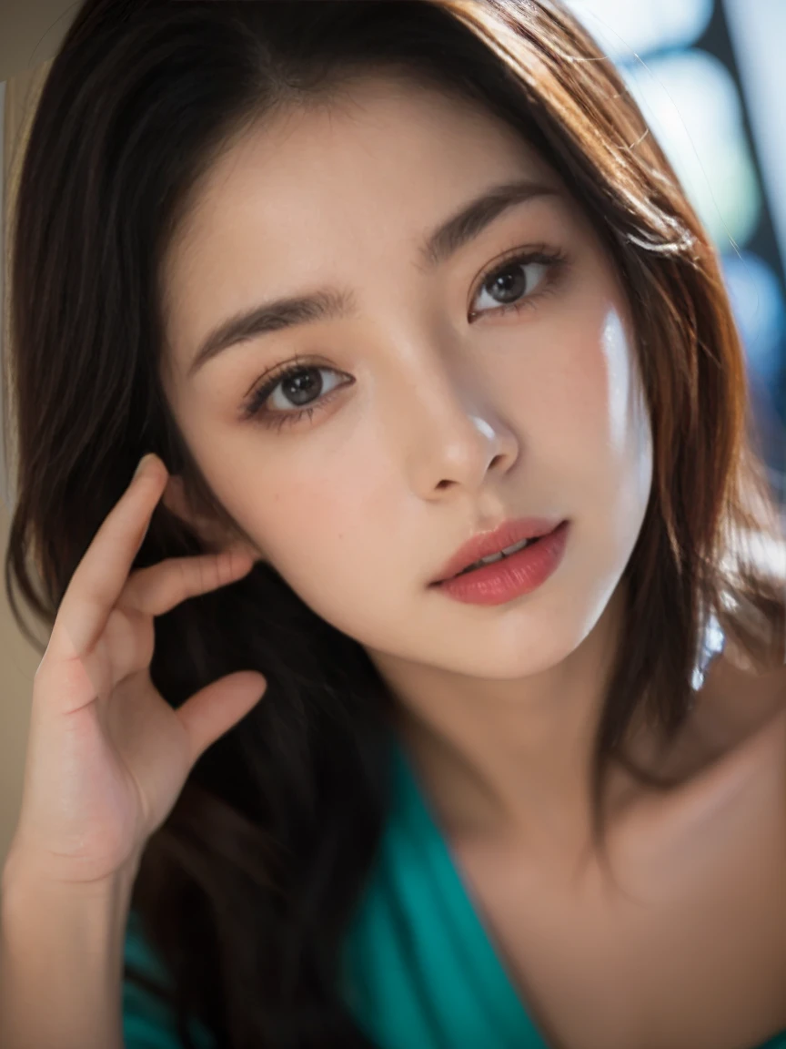 ((of the highest quality, 8K, masutepiece: 1.3)), Beauty, Hidden Face, 1 girl, Beauty: 1.3, Slender Abs: 1.1, Flesh-colored lingerie, Long Black Hair, Ultra-detailed face, very detailed lips, Detailed eyes, Double eyelids, Larger, Fairer skin