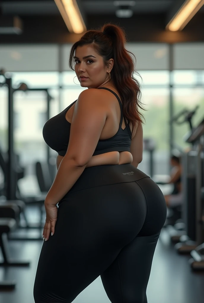 Lucy pinder, ((VERY INTENSE MAKEUP)), lace, sexy woman, ((chubby woman)), cheerleader, bright lipstick, smiling, back, beautiful buttocks, at the gym, Adele, ((Tessa Thompson)), Chun-li