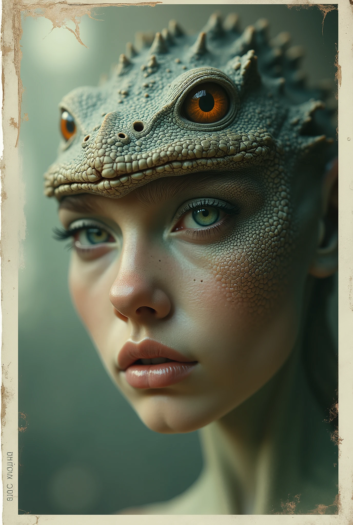 Naked half chameleon girl