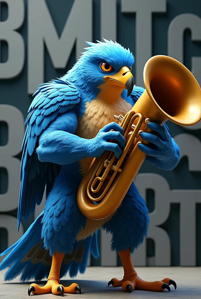 A sexy hawk, with a microphone, lgbt flag and muscular
