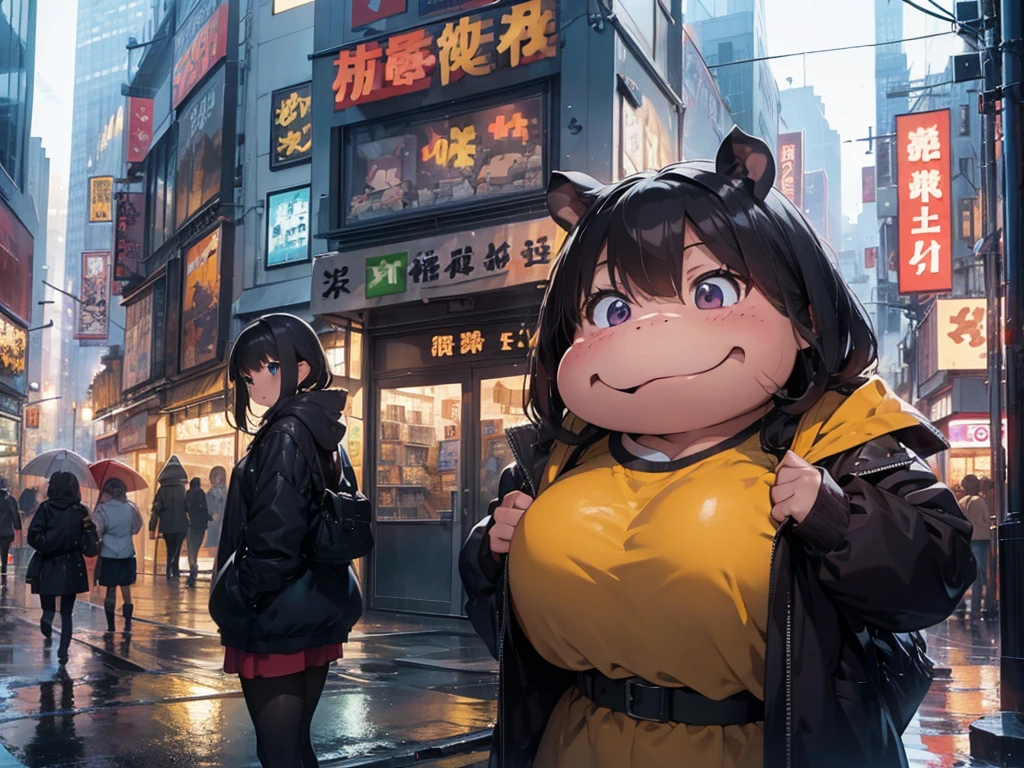 (masterpiece, best quality, highres, detailed, realistic:1.2), korean woman, young, teenager, skinny, slender, (gigantic breasts:1.5), (bursting breasts:1.2), detailed face, beautiful face, cute, enthusiastic, (innocent expression:1.3), braided hair, bunny ears head band, bunny outfit, crowded bar, vibrant colours