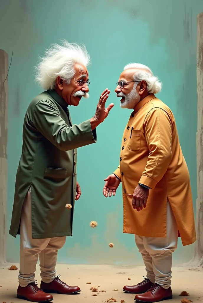 Albert Einstein slaps Narendra Modi - SeaArt AI