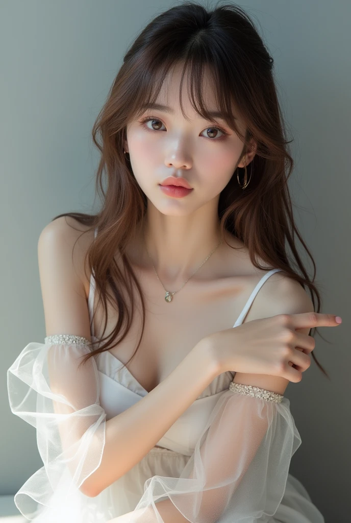 (high details:1.4)、(surrealism:1.4)、(soft lighting:1.05)、32,000、1 woman、realistic lighting、face lighting、ray tracing、(brightened light:1.2)、(improve quality:1.4)、(Realistic textured skin of the highest quality:1.4)、original photo, lifelike, full body woman love, bed, soggy, big bust, stylish hairstyle, pale skin, black eye, pink lips, (Beloved), (:1.1), ~Through, detailed background, detailed face, delicate eyes, good hair, Anatomically correct body, elastic skin, make up, masterpiece