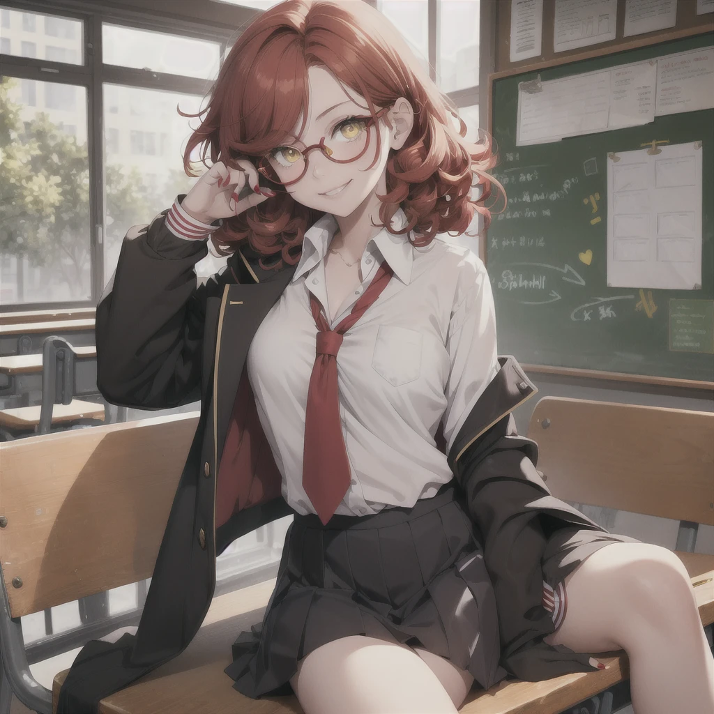 Rikosakurauchi, Riko Sakurauchi, (Brown eyes:1.5), hair between the eyes, by the wide, (Red hair:1.5), (Little mom:1.2),
BREAK glasses, high advanced breeding , jacket de sport, red jacket de sport, bow, bowtie, collar shirt, jacket, long sleeves, pleated skirt, (((lifting her skirt, mostrando el Pussy, no panties))), (((Pussy))), sad smile rest looking at viewer, sitting,(from below:1.2), (Leaning forward:1.2), ((open legs: 1.4))
break inside, classroom,
BREAK (masterpiece:1.2), Best Quality, High resolution, unity wallpaper 8k, NSFW,(illustration:0.8), (beautiful detailed eyes:1.6), extremely detailed face, perfect lighting, Extremely detailed CG, (perfect hands, perfect anatomy),