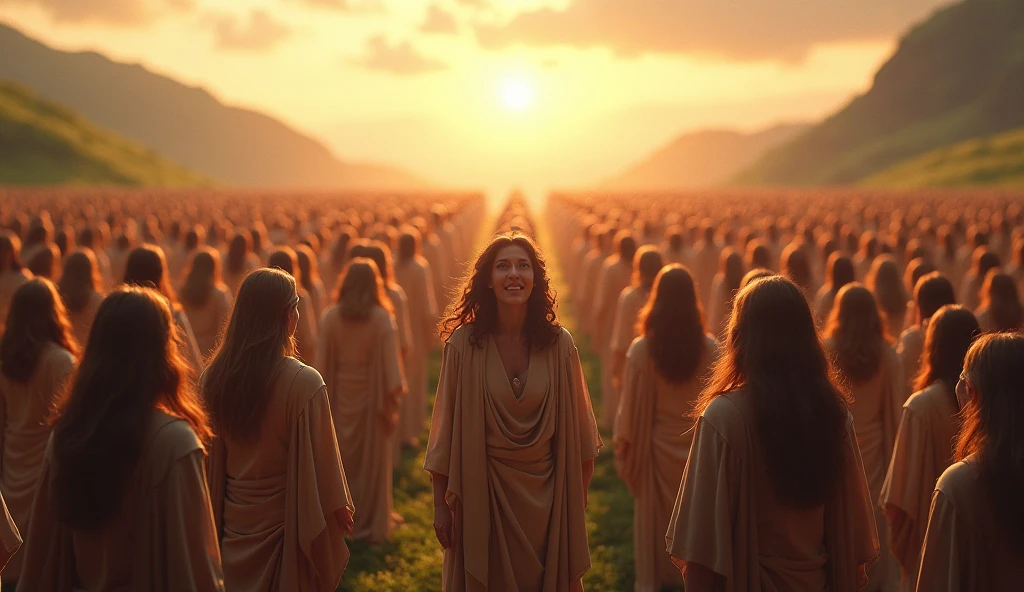 A stunning image depicting the Doomsday scenario, conforme descrito em Apocalipse 20:11. ((O trono branco onde Jesus se senta se destaca na cena)), The throne of Jesus is full of glory, Before Jesus an immense multitude of people, Everyone is in the clouds, There is no heaven or earth, simbolizando a majestade divina. Powerful angels are present, solemnly watching the opening of the books, representing the records of each individual's actions. an untold crowd of people, aguardando seu destino eterno. The mood is one of reverence and awe before the divine justice that will be established.