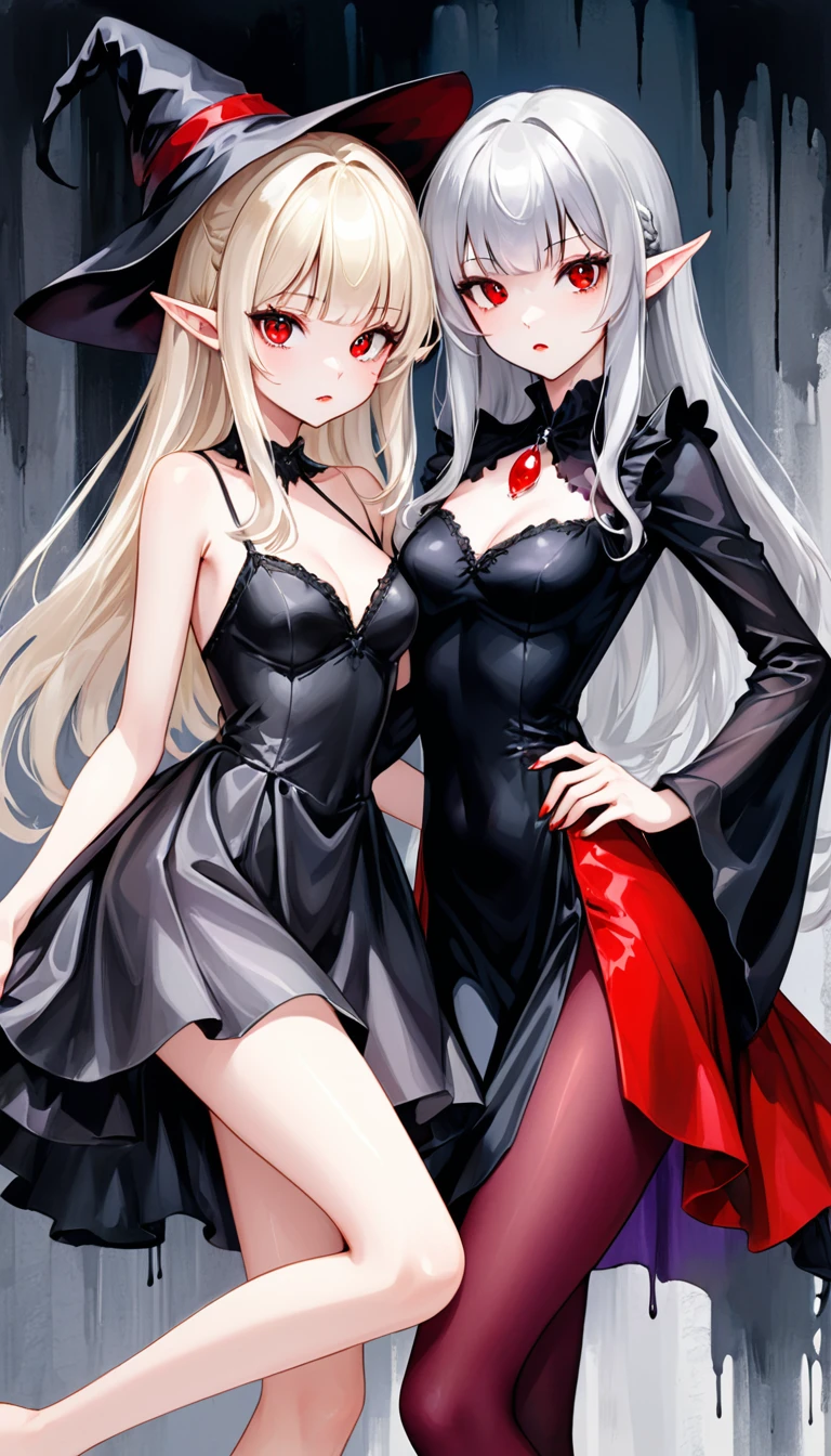 vaggie, (((an x in the eye))) ((gray skin))((corps entier 5.5, plan large 2.5)), from behind、from behind、on all fours,(masterpiece, best quality:1.4), absurdres, highres, ultra detailed, beautiful, (witch), (perfect face, detailed face, beautiful:1.3),(natural breasts, cleavage), collarbone, fingerless gloves, gloves,spaghetti strap top, black pencil skirt, tight, over the knee skirt, hat, elegant witch outfit, thighhighs, thick thighs, thighs, multiple belts, More detailed 8K.motor irreal:1.4,UHD,La mejor calidad:1.4, fotorrealista:1.4, textura de la piel:1.4, obra maestra:1.8,obra-prima, mejor calidad,objeto Objeto], (detailed face features:1.3),(manos detailed)