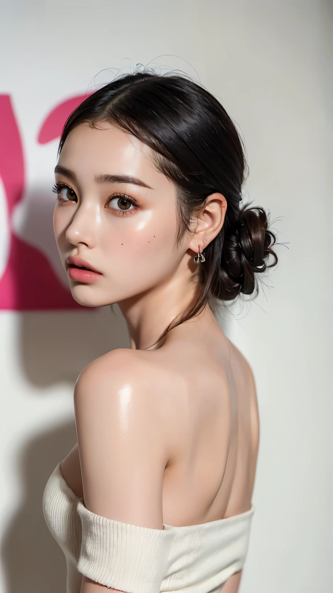 (UHigh resolution, retina, masterpiece, Accurate, Anatomically correct, Textured skin, Super Detail, Attention to detail, high quality, 最high quality, High resolution, 1080P, High resolution, 4K, 8k, 16k), (美しいAttention to detail目, Beautiful lip detail, Highly detailed eyes and face), Soft lighting, Physically Based Rendering, Vibrant colors,((((最high quality、masterpiece, 高精細CG8kイラスト, Graffiti art, Center Configuration, Highly detailed lights and shadows, wall, Highly detailed face and eyes,masterpiece, 最high quality, Alone, One girl, Glowing Skin, Earrings, Splendid, Whimsical details, Slicked back hair, Fascinating, Bare shoulders,Tops,Wearing a mini skirt, Shallow depth of field, Contrasting, Professional Model, Facing forward, Portraiture , Left detailed pupil,Right symmetrical pupil,Detailed hands,Wavy Hair))), (Glowing Skin), (Wide-angle),(Alone),  (Urzan-6500:0.33)、Outdoor、(((whole bodyショット,whole body,Gorgeous legs)))