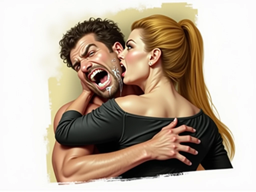 pained man, disgusted woman