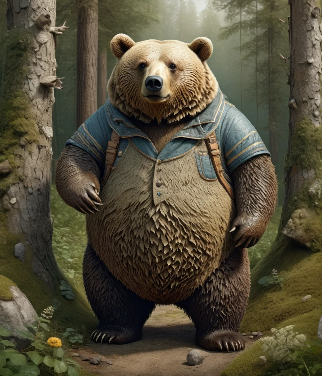 Erik Johansson Style page, (cute, chubby, male, bear), hires textures, highly detailed, intricate details, best quality, masterpiece