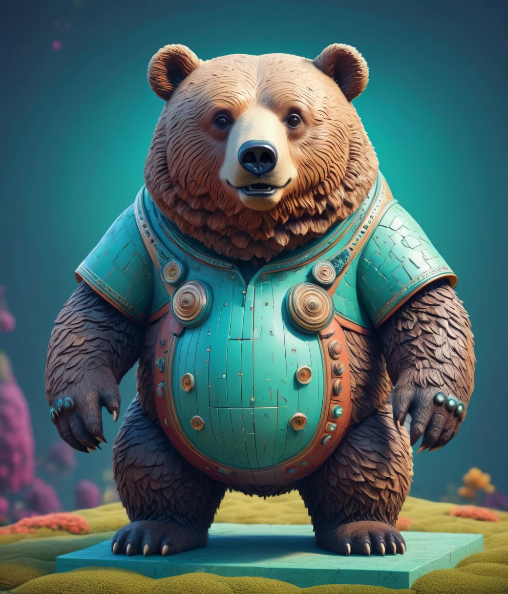 Beeple (Mike Winkelmann) Style page, (cute, chubby, male, bear), hires textures, highly detailed, intricate details, best quality, masterpiece