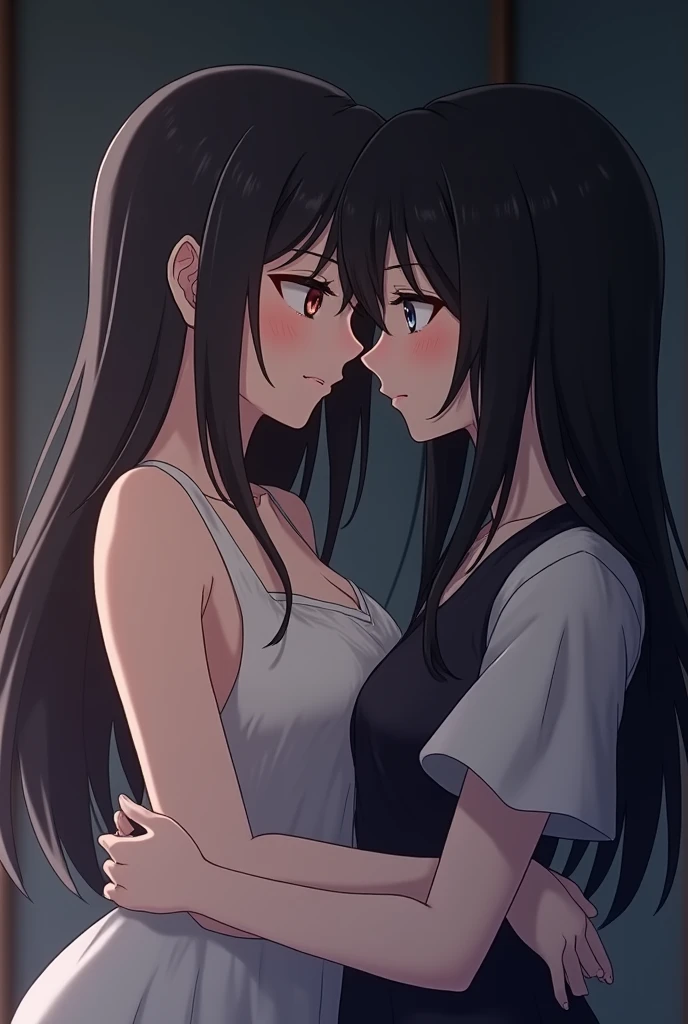 best quality, highres,1 woman,Slender、small face、brown eyes、tall、black hair BREAK、long hair、White short sleeve T-shirt BREAK、(black skirt:1.2)、(beautiful woman:1.5)、25 years old、Mature、midriff peek