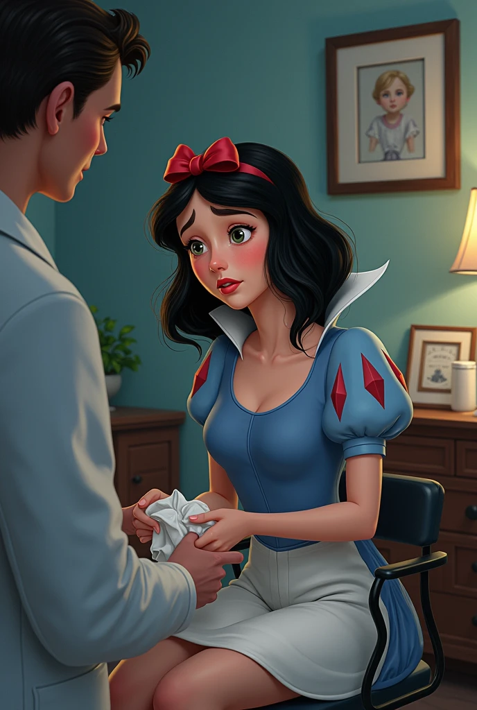 a 3d animation girl titty fucking a penis, titty fuck, the penis is in between her breasts, penis being squeezed by breasts, on the bed, piercings, pain, agony, teenager, disney princess, rapidly smoking cigarettes, sucking very hard on cigarette, the cigarette ash is growing very long, very long cigarette ash, lots of cigarette ash