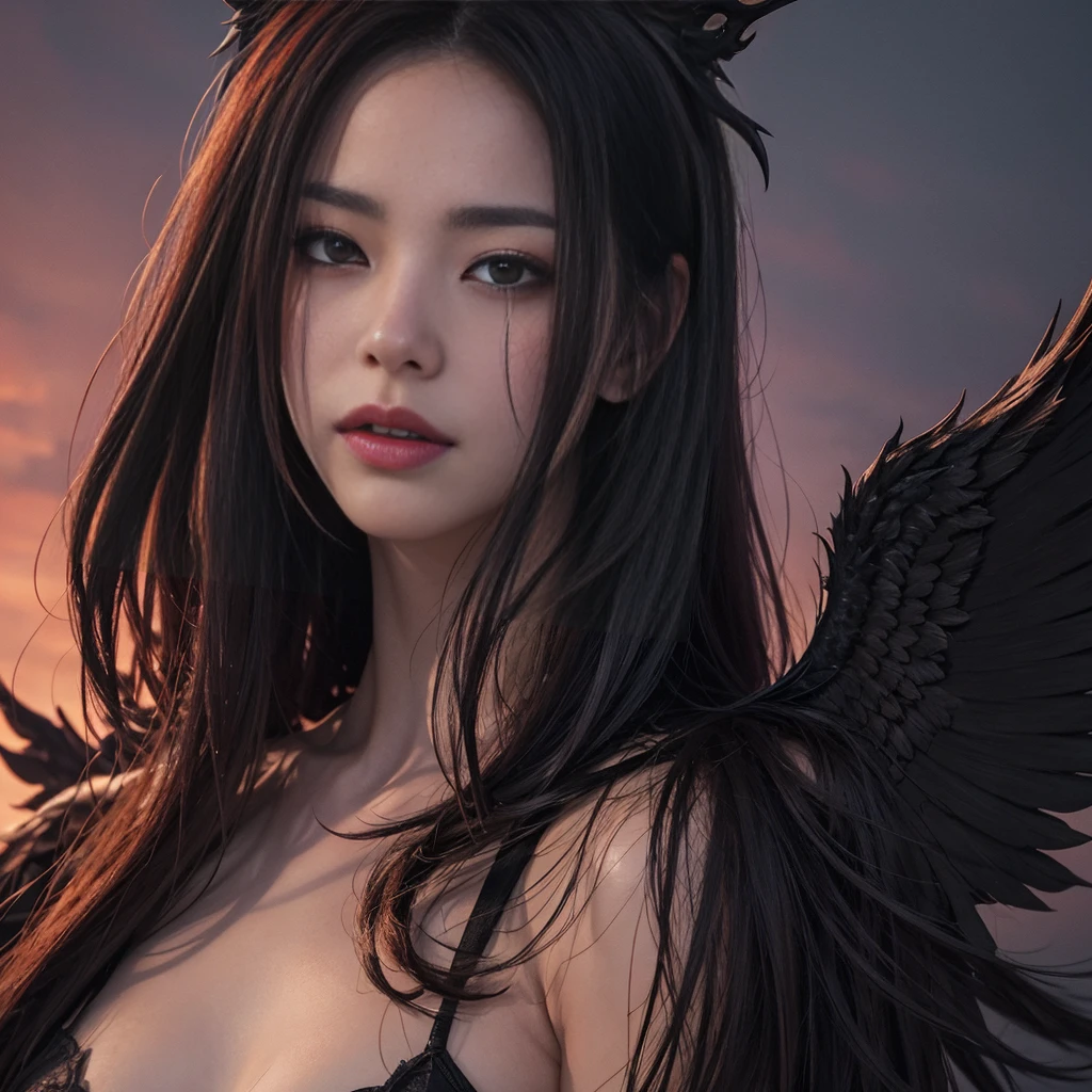 Create an image of an angel shadow with a dark background and the words “Which Mysterious Angel Exists?”
The image must contain a dark and mysterious atmosphere.