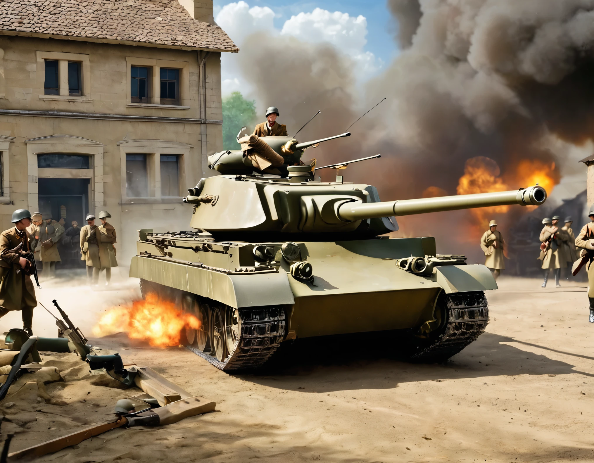 Masterpiece, War, Battlefield, Combat, Battlefield Combat, Tank, Tank Combat, Urban Area, Urban Combat, Artillery Fire, Artillery Combat, Tank Combat, Urban Combat, Ground Combat, Urban Tank, Tank Crew, Infantry, Tank Troop, Infantry Troops, German army, German tanks, Tiger tanks, Panther tanks, 180 mm guns, explosions, destruction, destroyed tanks, Great War, World Wars, complex depictions, accurate depictions, high quality, high resolution