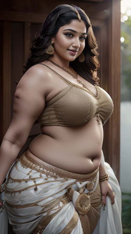 Outdoor image of 21yo  in school school photo in school masterpiece, (photorealistic:1.7), best quality, beautiful lighting, Eleanor Ukraine girl dark lipstick 20yo Old Big Breasts Plus Size Model random colour beautiful eyes extremely high Bun long extreme curly hair Lifts wearing Indian saree,,(big booty) (face here) Plus size bbw big , (wide booty)insanely inflated hips,Thick body ,fat body , curve shap body, widest hips , thick hips ,widest breast,  thick breast