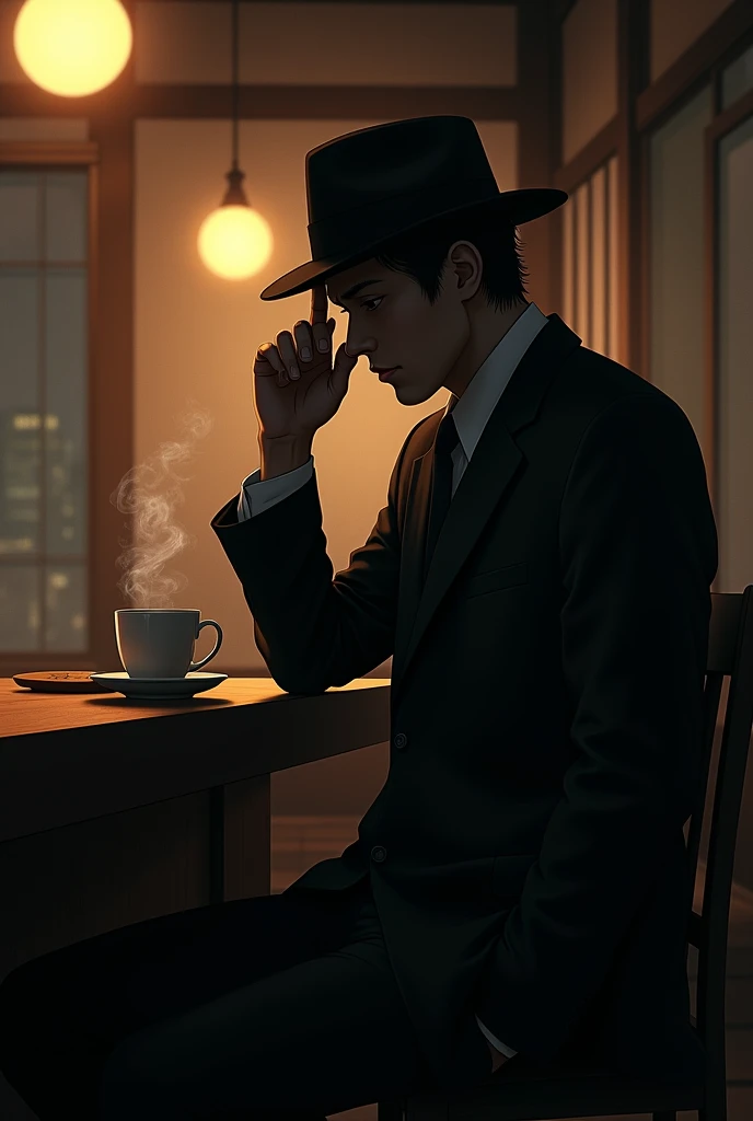Thomas shelby dark photo: sitting at the table with a hat, realistic epic, portrait of, eyes of Atey Ghailan, Greg Rutkowski, Greg Tocchini, James Gilleard, Joe Fenton, Kaethe Butcher, yellow gradient, black, brown and magenta color scheme, grunge aesthetic!!! Graffiti brand wall background, art by Greg Rutkowski and Artgerm, soft cinematic light, Adobe Lightroom, Photo Lab, HDR, intricate, highly detailed, (depth of field: 1.4), faded, (neutral colors: 1.2), (HDR: 1.4), (soft colors:1.2), hyperdetailed, (Artstation:1.4), cinematic, warm lights, dramatic light, (intricate details:1.1), complex background, (Rutkowski:0.66), (blue and orange:0.4)