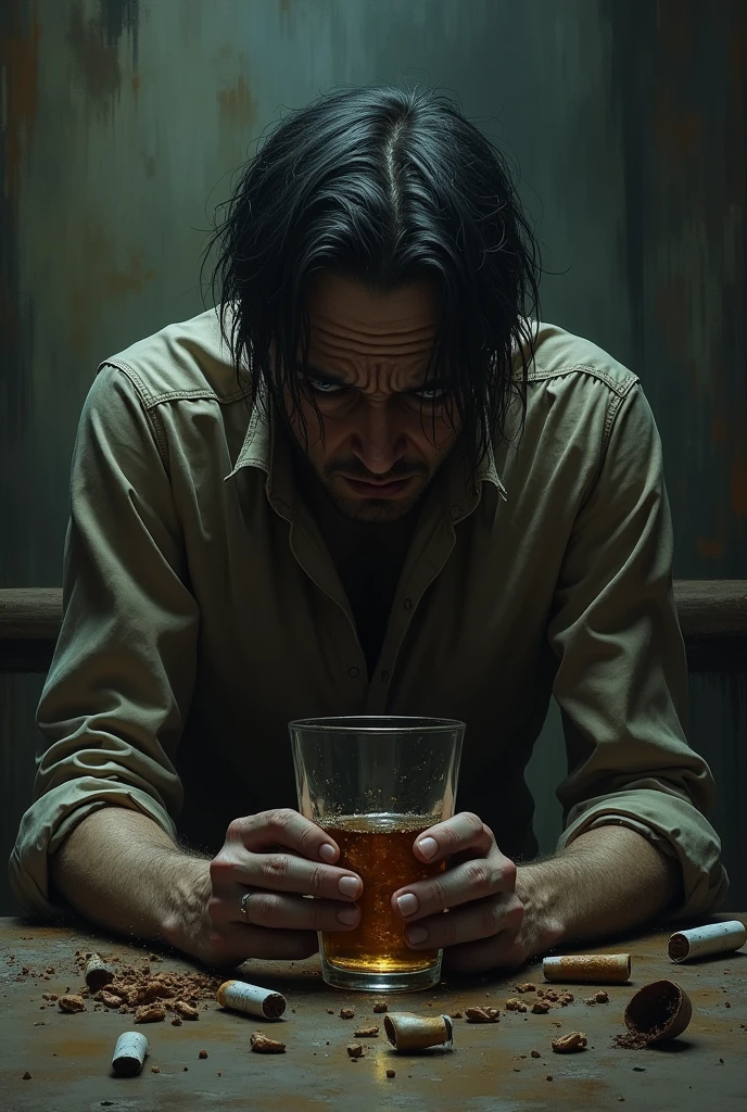 Envision a scene where Jesus, in his traditional robe, is entering a dimly lit, vintage barbershop. The barbershop is filled with antique barber chairs, old-fashioned shaving mugs, and a barber dressed in a worn-out leather apron. The medium is photo hyper-realism, with a style that echoes the gritty realism of a Caravaggio painting. The lighting is low and moody, with a single overhead lamp casting dramatic shadows and highlighting the texture of Jesus' robe, the barber's weathered face, and the worn-out leather of the barber chair. The colors are dark and desaturated, with a palette dominated by deep browns, blacks, and the muted white of Jesus' robe. The composition is a close-up shot, taken with a 35mm lens, focusing on the interaction between Jesus and the barber, with a shallow depth of field to blur the background and bring attention to the subjects. The image is highly detailed, high-resolution 16k, with a high contrast and a grainy texture to add to the dark, realistic atmosphere. --ar 16:9 --v 5.1 --style raw --q 2 --s 750
