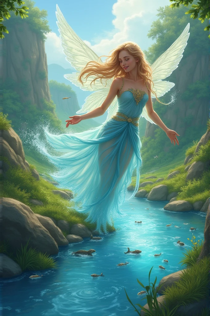 painting of a fairy sitting on a rock in a lake, water fairy, by Cynthia Sheppard, portrait of fairy, beautiful fantasy art, queen of the fairies, breathtaking fantasy art, fairy dancing, portrait of a fairy, beautiful fantasy painting, fairytale artwork, faerie, realistic fantasy illustration, fairy, tyler edlin fantasy art, very beautiful fantasy art, beautiful fairie