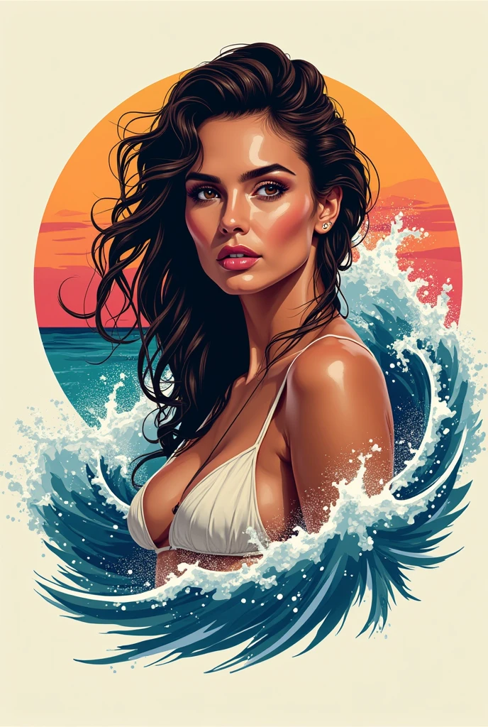 ((line art)), A beautiful young woman, combination of (Ashley Greene:0.9),(Mackenzie Foy:0.7), (Selma Blair:0.8), smiling having fun, in a colorful swimsuit playing with a beach ball, crystal clear turquoise water, palm trees swaying in the gentle breeze, white sandy beaches stretching for miles, vibrant tropical flowers, sun-kissed skin, joyful laughter, summer vibes, perfect waves for surfing, soothing sound of ocean waves crashing, vibrant sunset colors reflecting on the ocean, refreshing cocktails, laid-back atmosphere, happy holiday vibes
