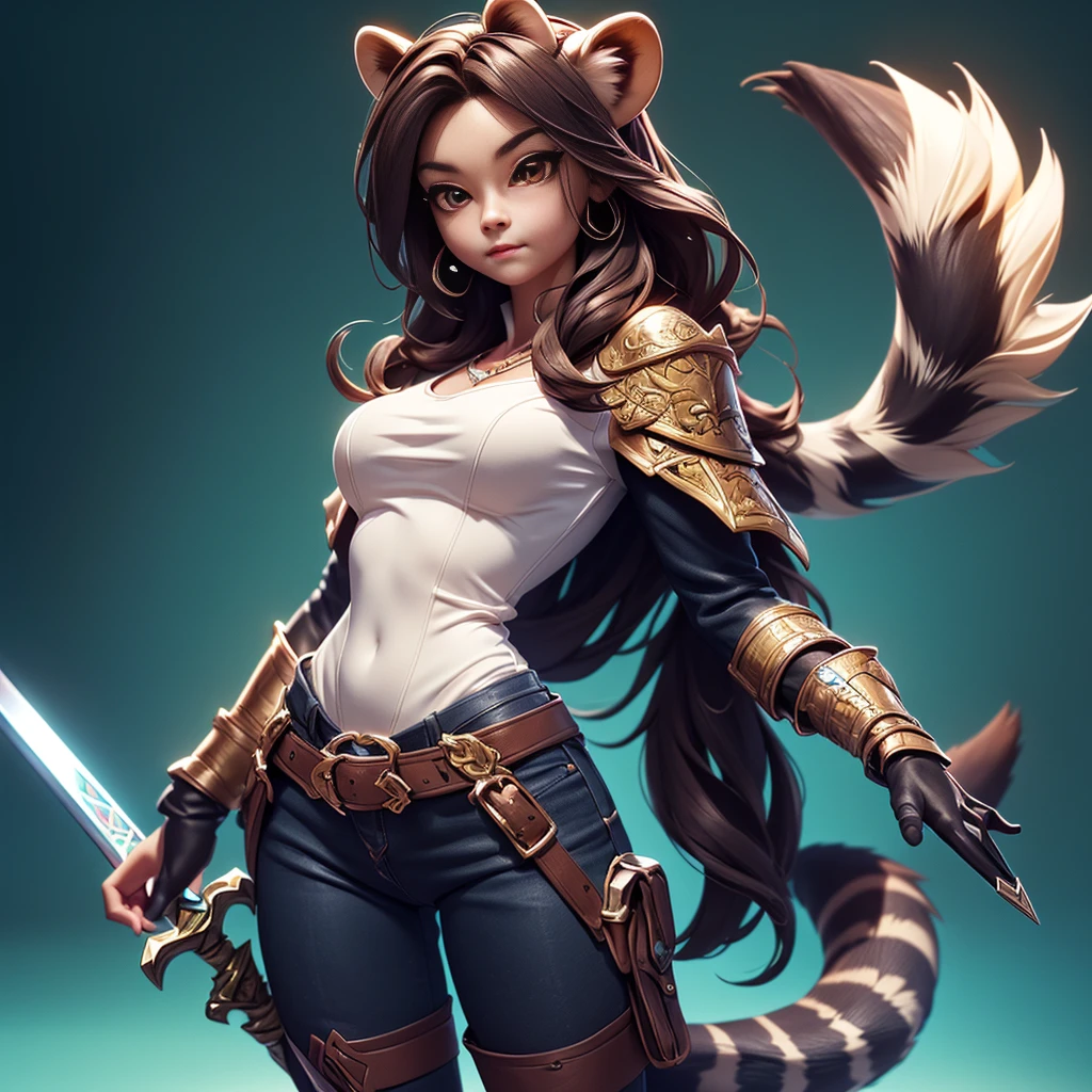 Wide-angle panorama, (Cute image standing all over the body:1.5), (raccoon-like furry body and raccoon’s paws:1.5), (A plump chest), ( anime styled 3d:1.5), Metal armor skirt, Metal armor underwear, (Hairy limbs:1.45), (Very long, Fluffy raccoon tail:1.45), (Extremely detailed CG Unity 16k wallpaper:1.3), Dynamic Angle, the golden ratio, (tmasterpiece:1.37), (Detailed:1.15), Cinematic light, Side lighting, hdr, Perfect iris, (applause), Lifelike texture, （realisticlying：1.37）, (ssmile:1.1), Ray tracing, hyper HD, (Best quality:1.13) full body, diorama、battle ground background、full moon, masterpiece, Best Quality, Capture super cute moments, depth of fields, A female raccoon in medieval armor from the 1200s, custom armor, holding sword, night, medieval castle, stone floor, sword held up, very detailed, masterpiece, ultra resolution, perfect quality