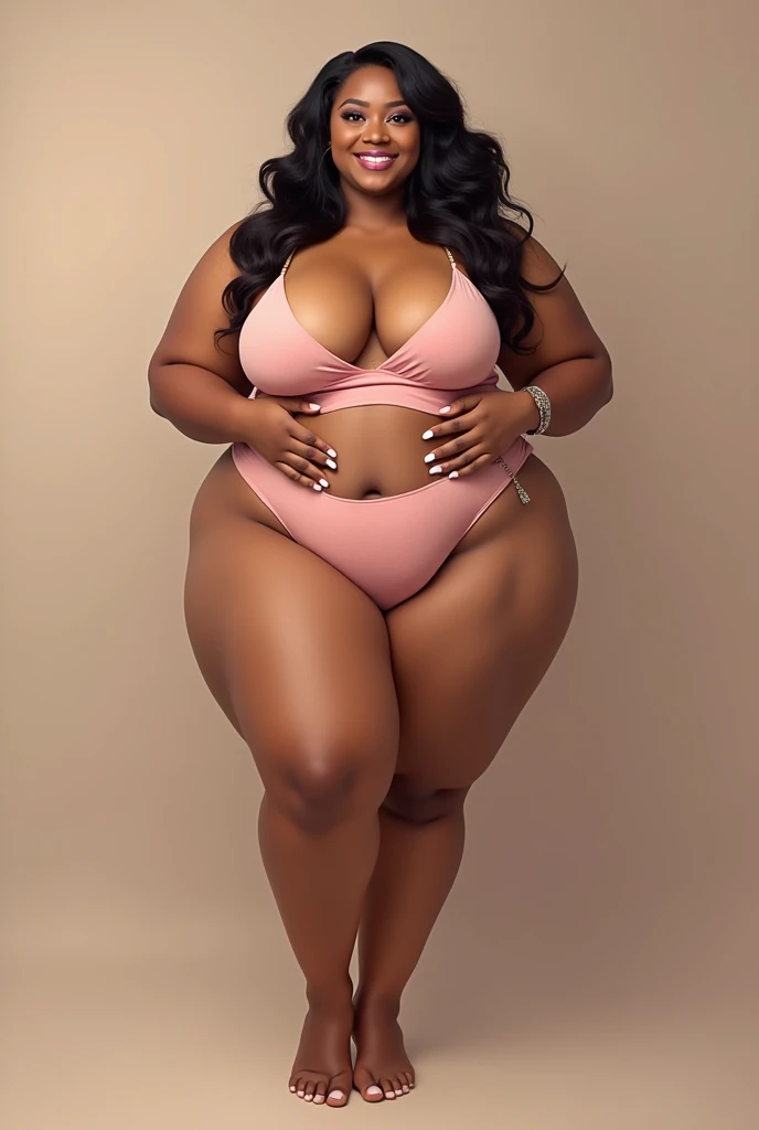 araffe woman in a white bra and panties posing for a picture, thicc, thick body, thicc build, thick thigs, large thighs, hyperrealistic full figure, exaggeratedly large physique, massive legs towering over you, thick, beautiful thick female, powerful and huge, thick legs, thick thighs, wide hips, oppai proportions, pawg