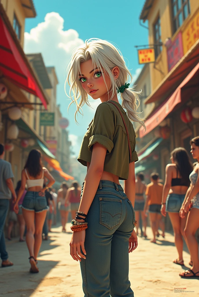 ((full body shot,standing,1girl,groin,shopping mall)),(collarbone,expressionless,looking to the side, white colored skin,white hair,very long hair,hair flower,tube top,black skirt,grey eyes,red eyeliner,((okobo shoes:1.5))),(pastel colors:1.4,dreamscape,clear sky,white sky,distant bird,crowd,body writing,chinese characters,tattoo, irezumi) <lora:flat2:0.8>  <lora:oiled skin:0.3> <lora:CarlesDalmau_v1-CT-R128:0.3> <lora:animeoutlineV4_16:0.2> <lora:flatBG:-0.2>  <lora:æå­çº¹èº«2-000004_1_BODY1:0.3> <lora:badbroirezumi3:0.5> <lora:g31sh4:0.33>