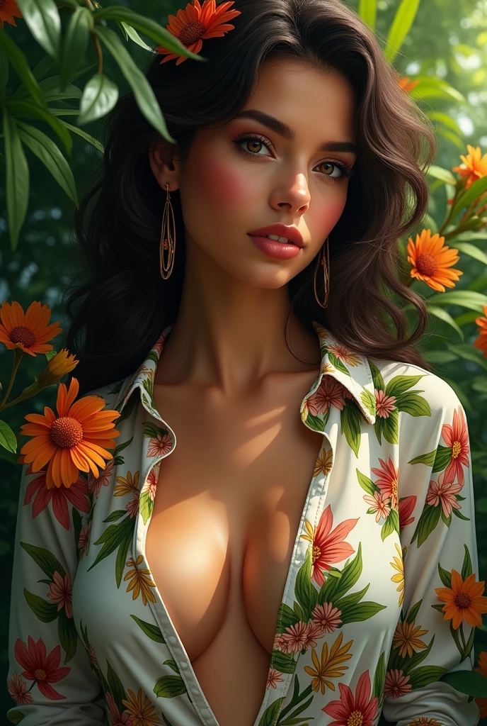 Megan1, solo, 1girl, laying in a ((field of daisies)) on bright sunny day, naked, smiling, long voluminous pink long flowing hair, beautiful blue eyes, detailed eyes, full red lips, thin body with hourglass figure, large breasts, holding a bouquet of daisies.