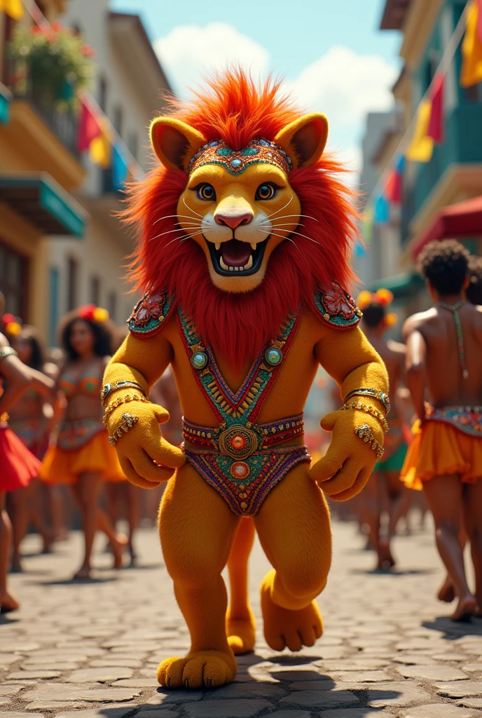 African man dressed as a lion on stage with a yellow cape, The Lion King, by Scott M. Fischer, 1786560639, Simba, Press photos, by Robert Medley, 1930897407, 4237549348