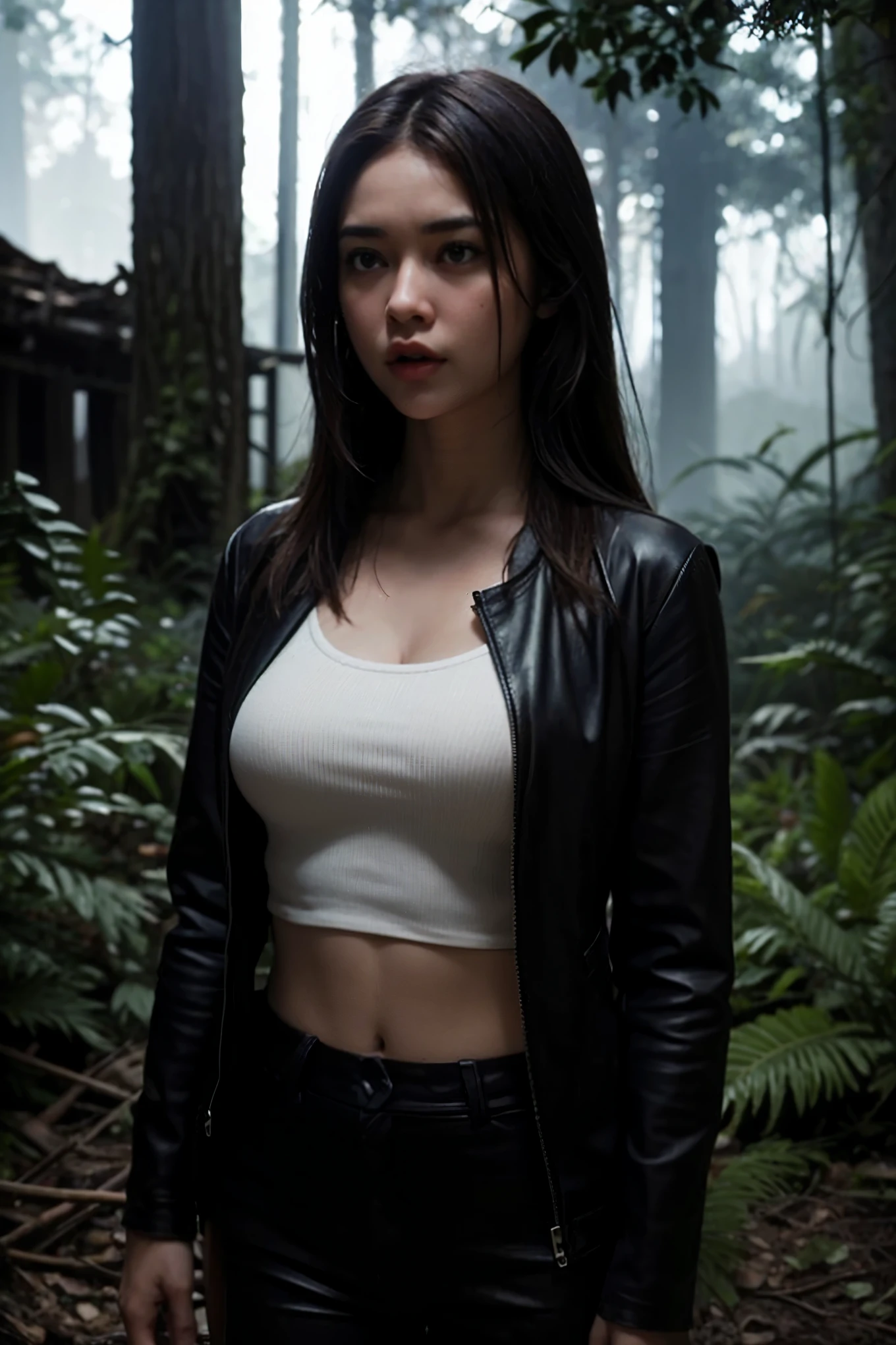Create an 8k poster of a female with big breasts,