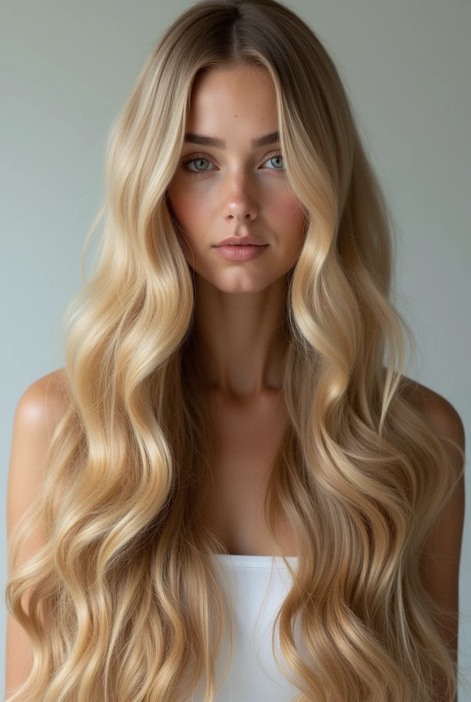woman 30s (freckles:0.8) photograph hairstyle wavy highlights side parting