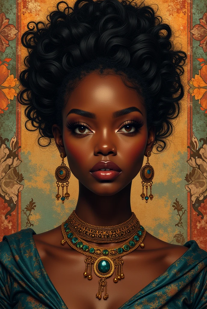 le portrait d’art d’une femme noire réalisée en illustration