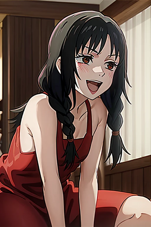 ((Best Quality)), ((masterpiece)), (be familiar with), Perfect Face, indoor, bedroom, Watching the audience,
One woman, Tennariko,
Open Mouth, Ecstatic expression, blush, smile,
Small breasts, Flat Chest, , , child, Girl,
Long Hair, Braids,
Leg spread,